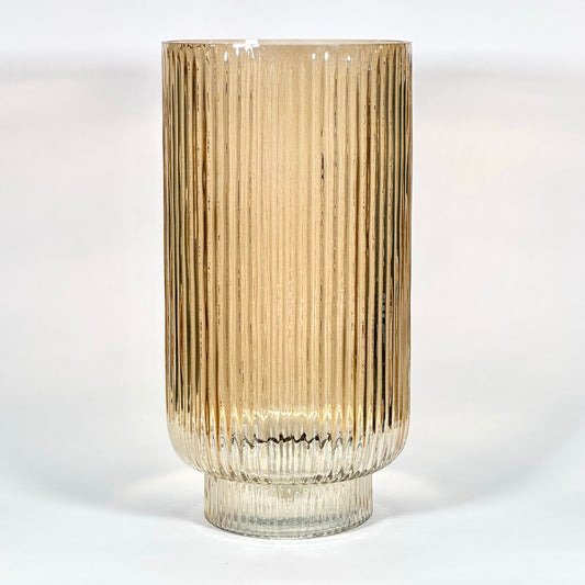 Aure Fluted Amber Glass Vase