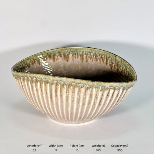 Olive Dune Ribbed Bowl