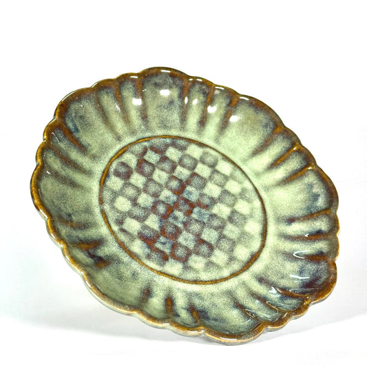 Sage Checkered Quarter Plate