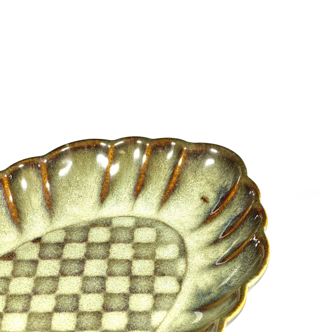 Sage checkered Oval Platter