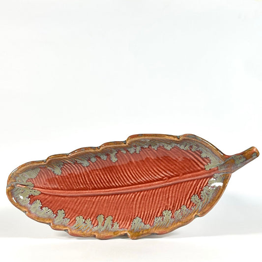 Red Drip Feather Platter