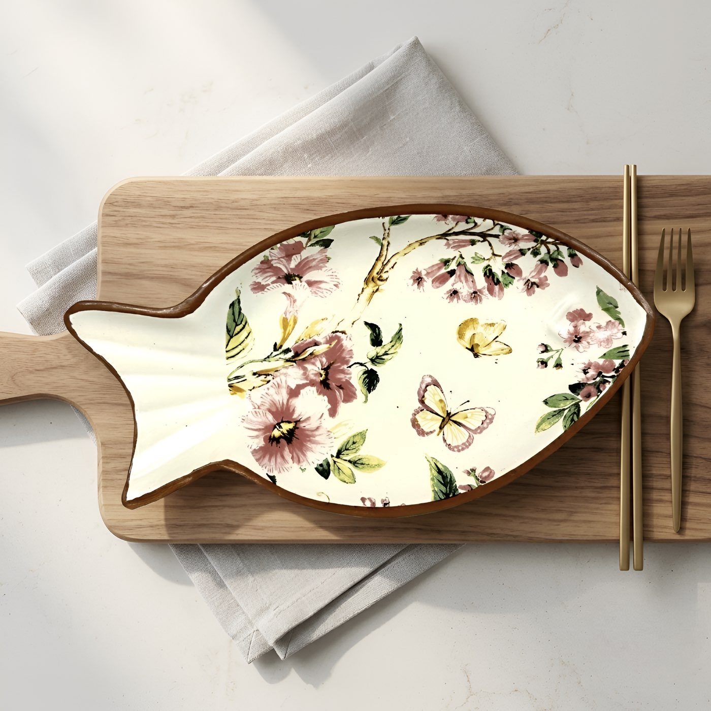 Pushpanjali Decal Fish Platter