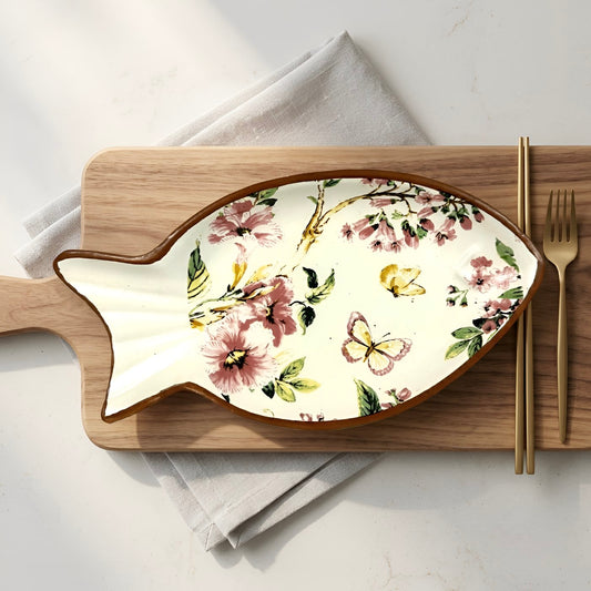 Pushpanjali Decal Fish Platter