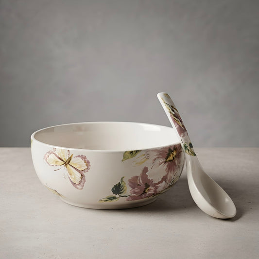 Pushpanjali Large Serving Bowl with Spoon Set