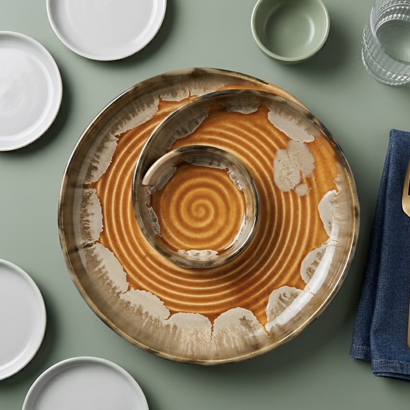 Amber Aura Spiral Dip Platter