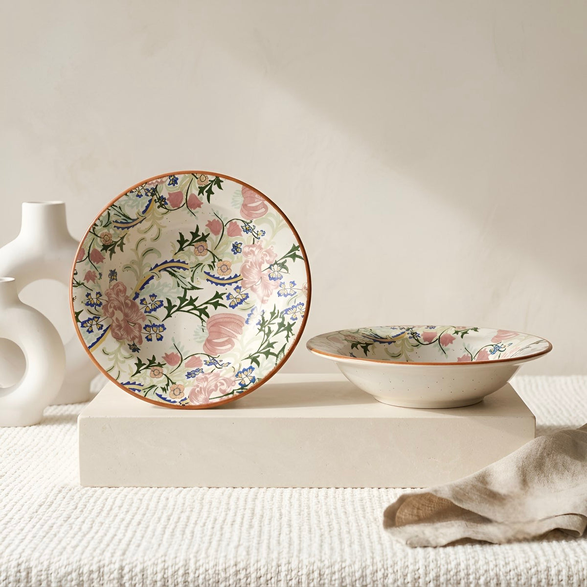 Botanical Bloom Decal Pasta Bowl