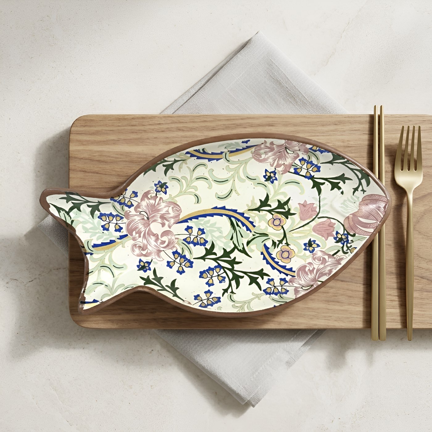Botanical Bloom Decal Fish Platter