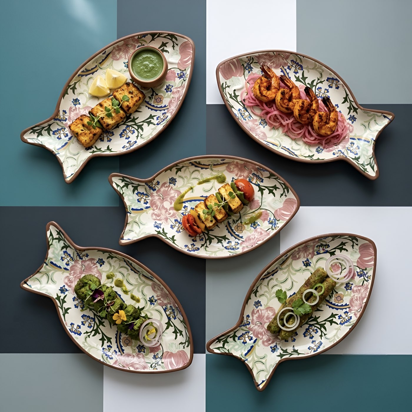 Botanical Bloom Decal Fish Platter