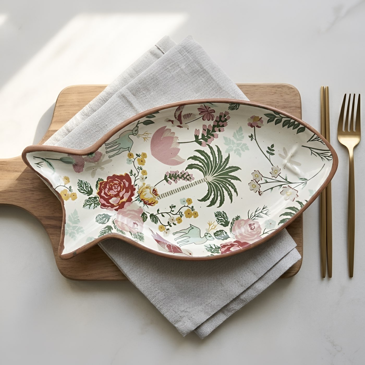 Palm Jumeirah Decal Fish Platter