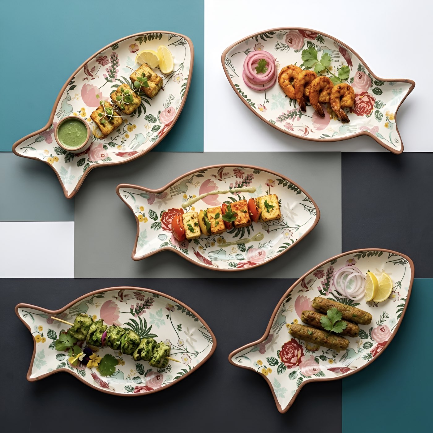 Palm Jumeirah Decal Fish Platter