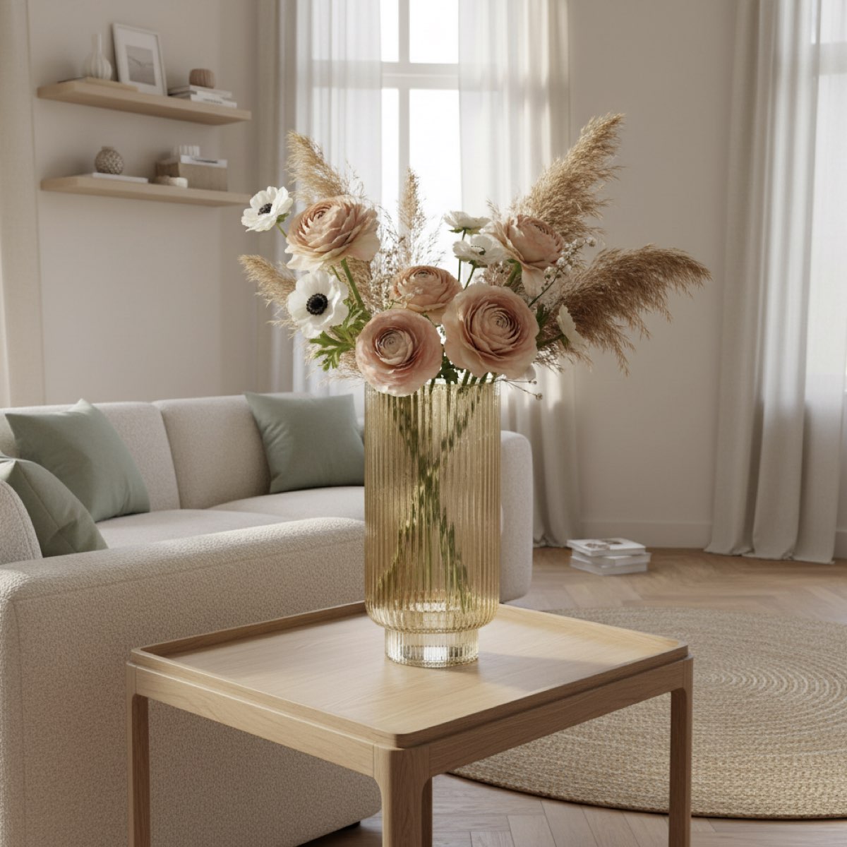 Aure Fluted Amber Glass Vase