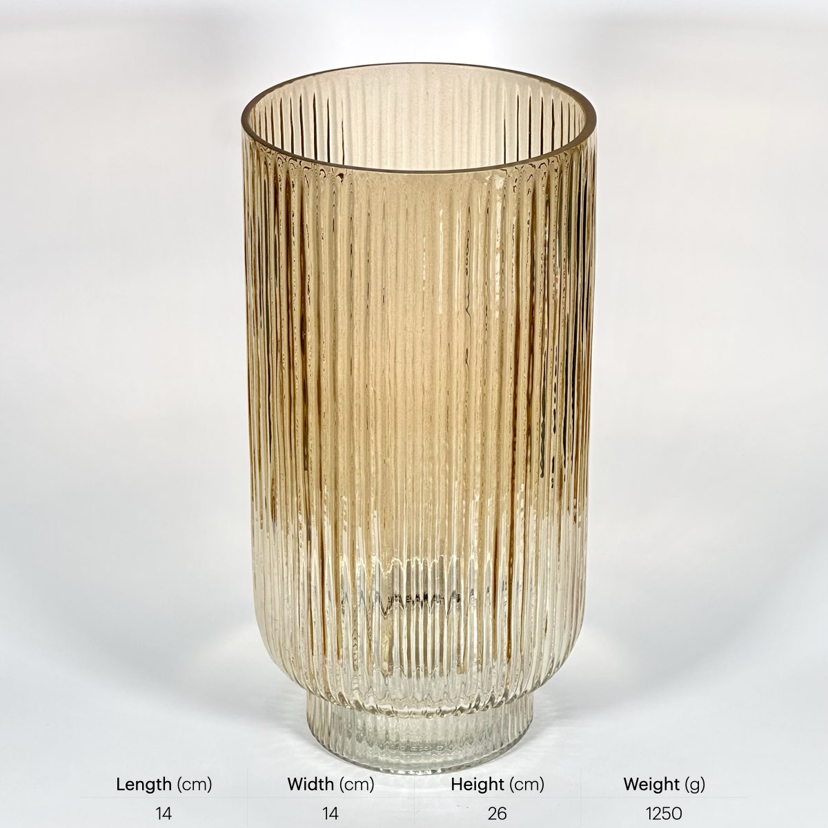 Aure Fluted Amber Glass Vase