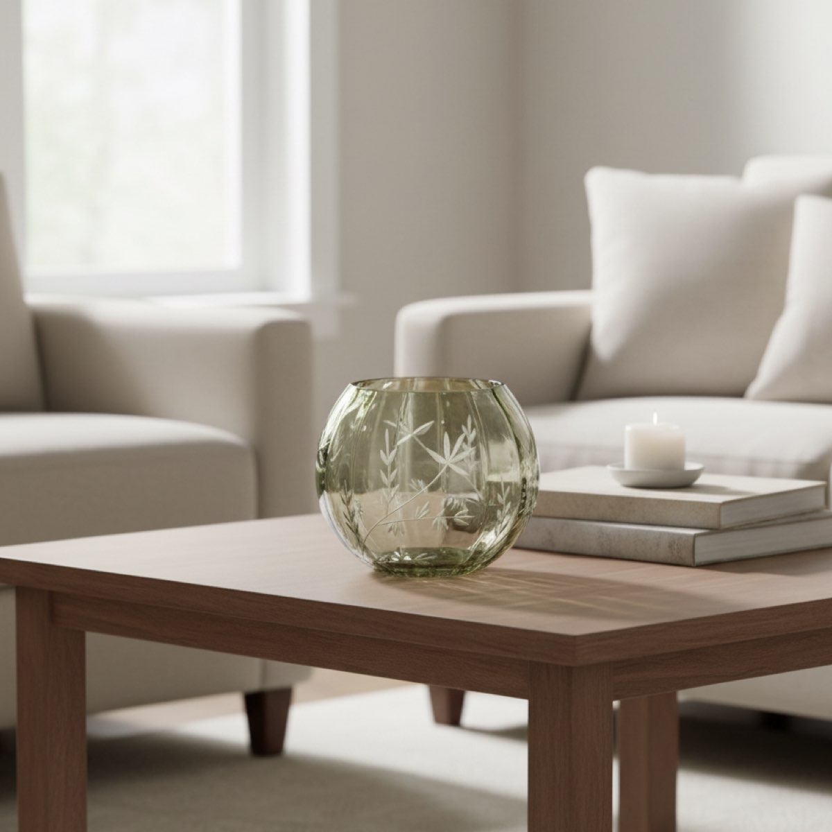 Olive Meadow Etched Votive