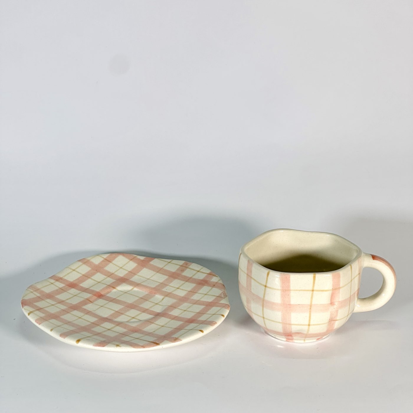 Blush Checks Cup & Saucer