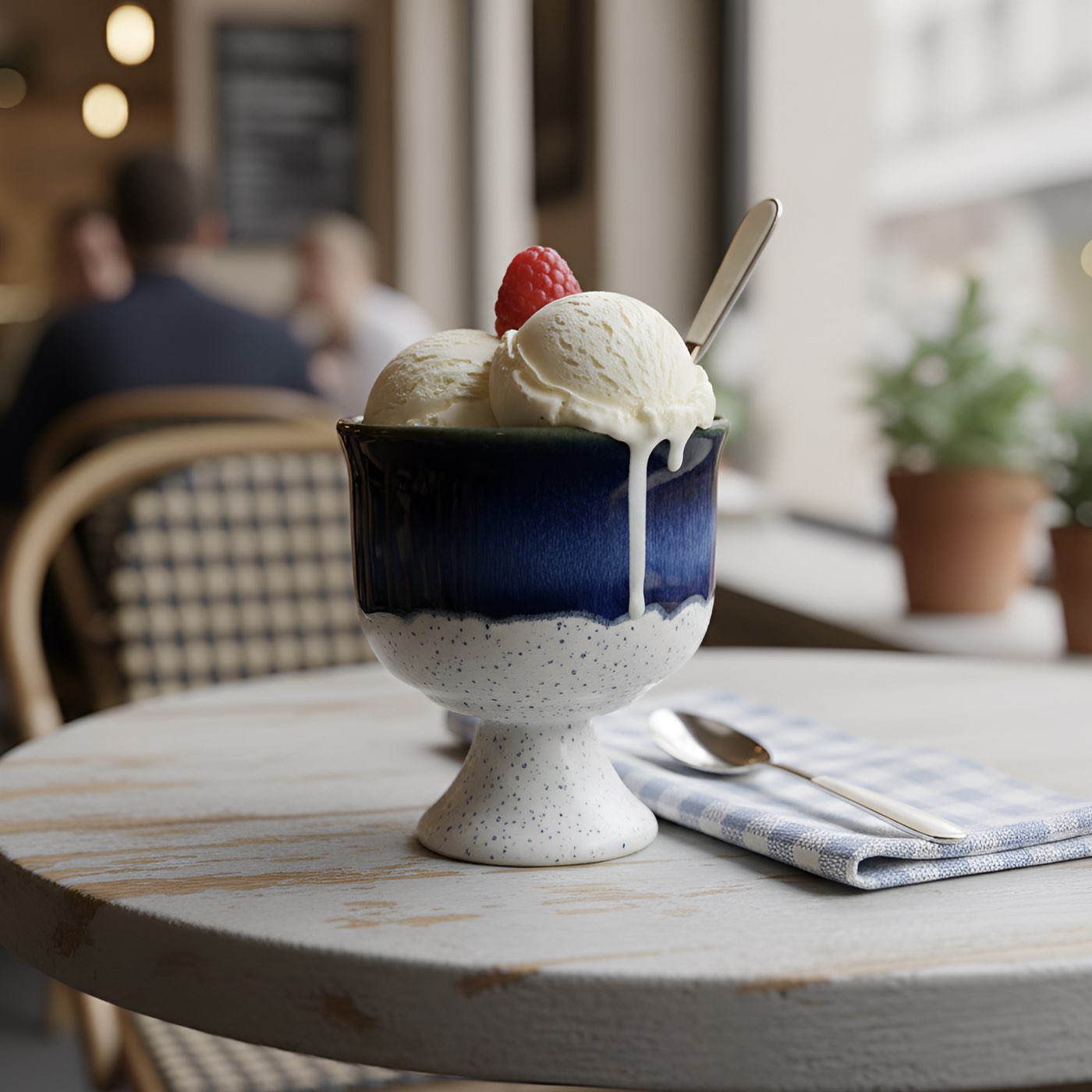 Blue Speckle Drip Ice Cream Cup