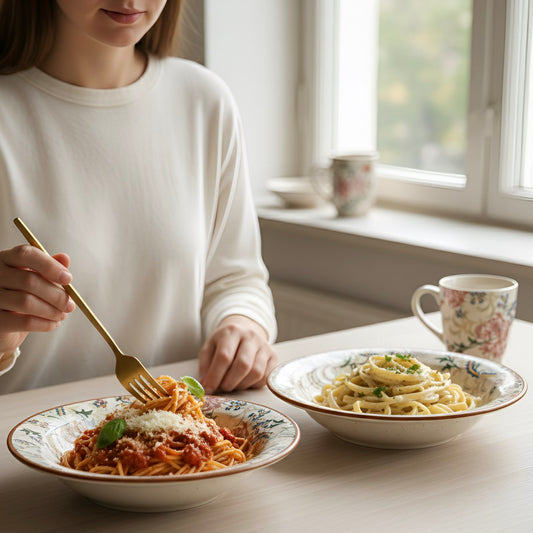 Botanical Bloom Decal Pasta Bowl