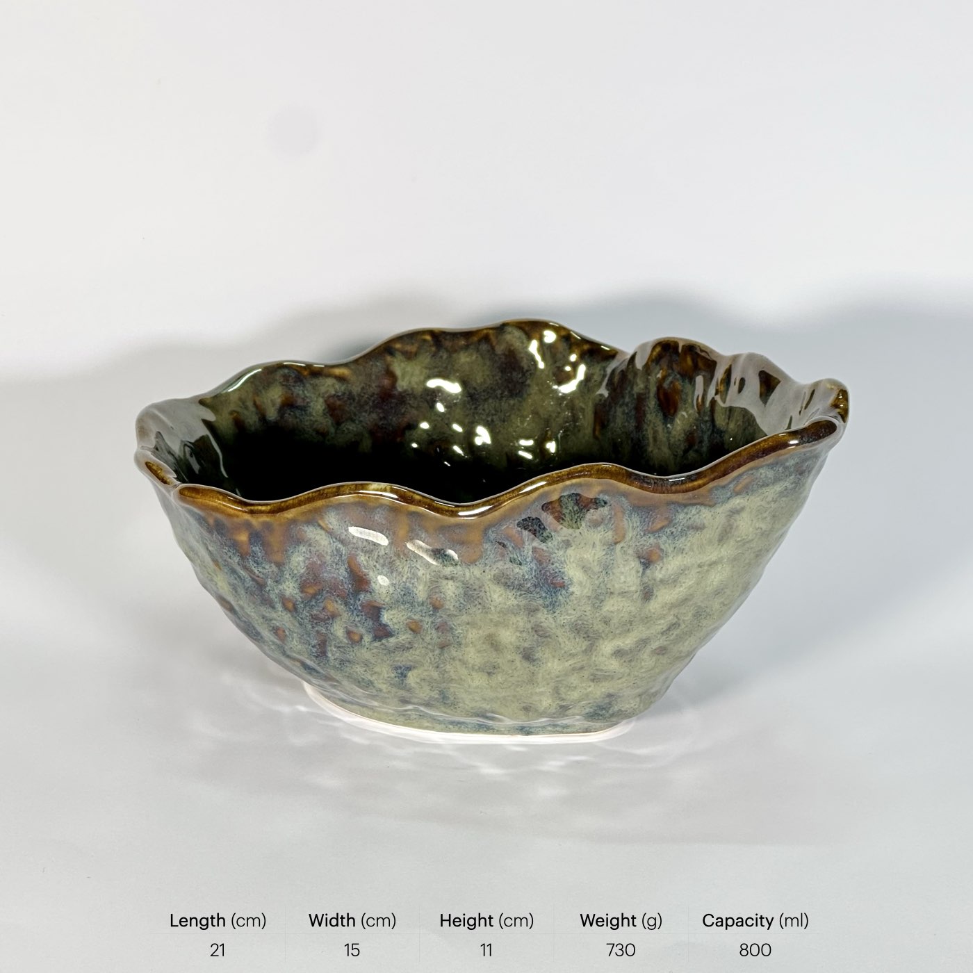 Moss Glaze Ruffle Bowl