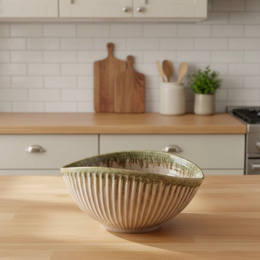 Olive Dune Ribbed Bowl