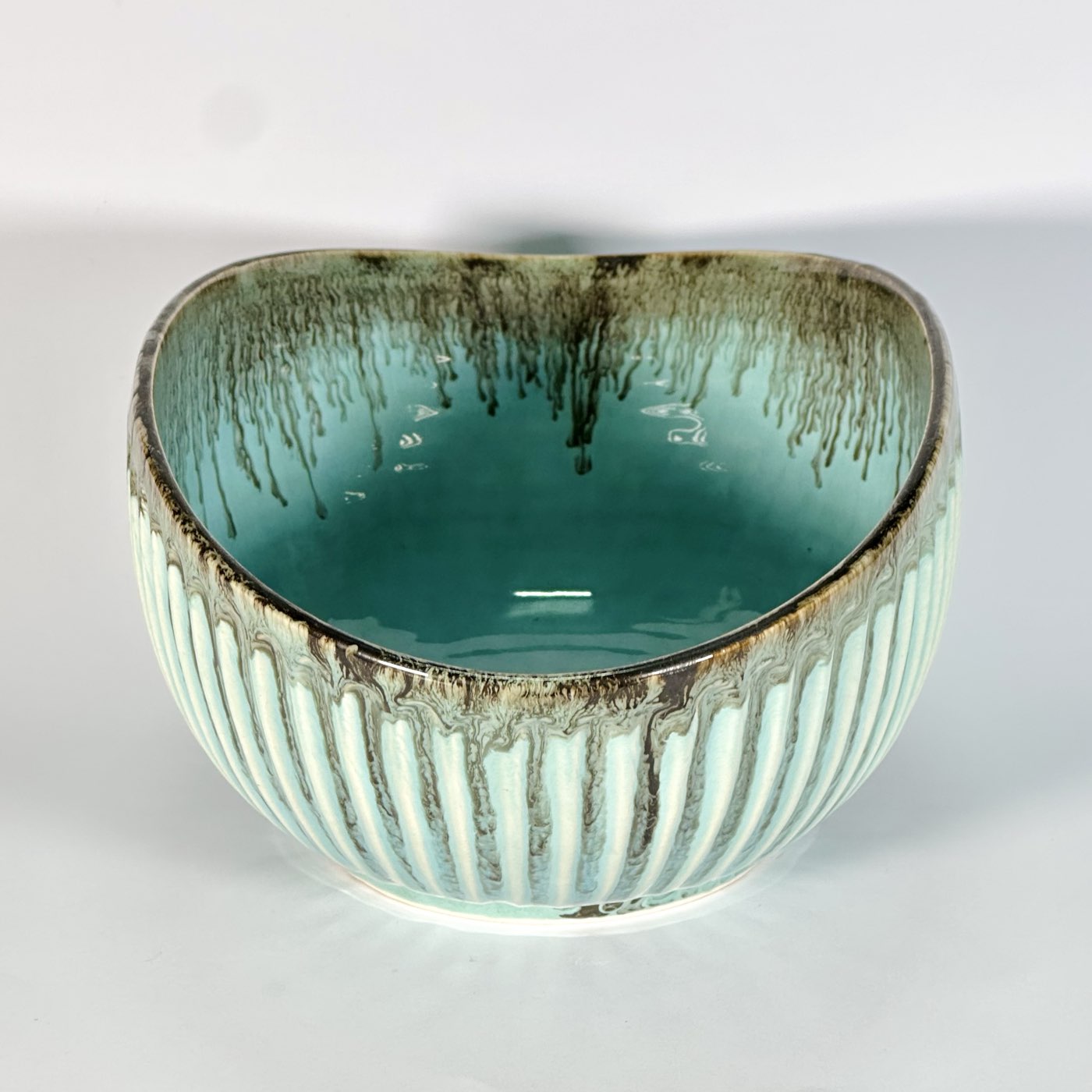 Aqua Dune Ribbed Bowl