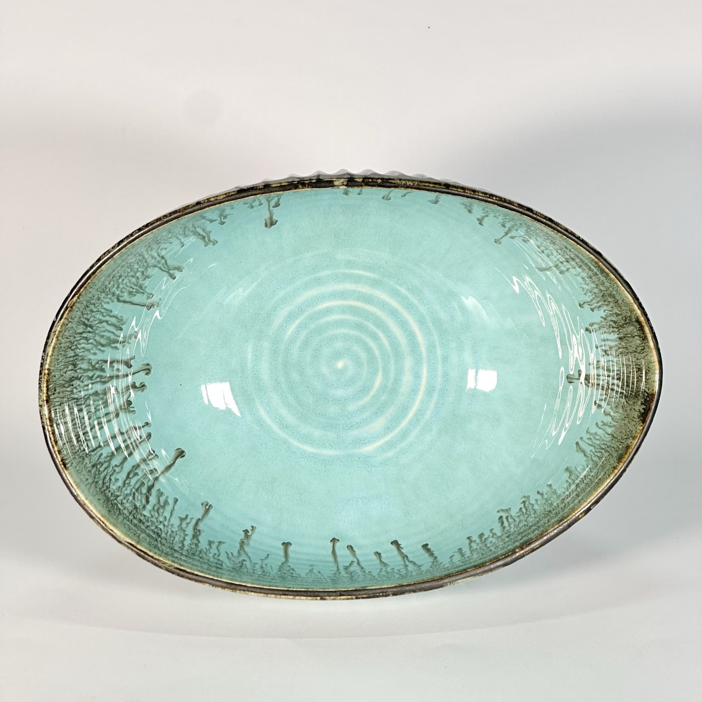 Aqua Dune Ribbed Bowl