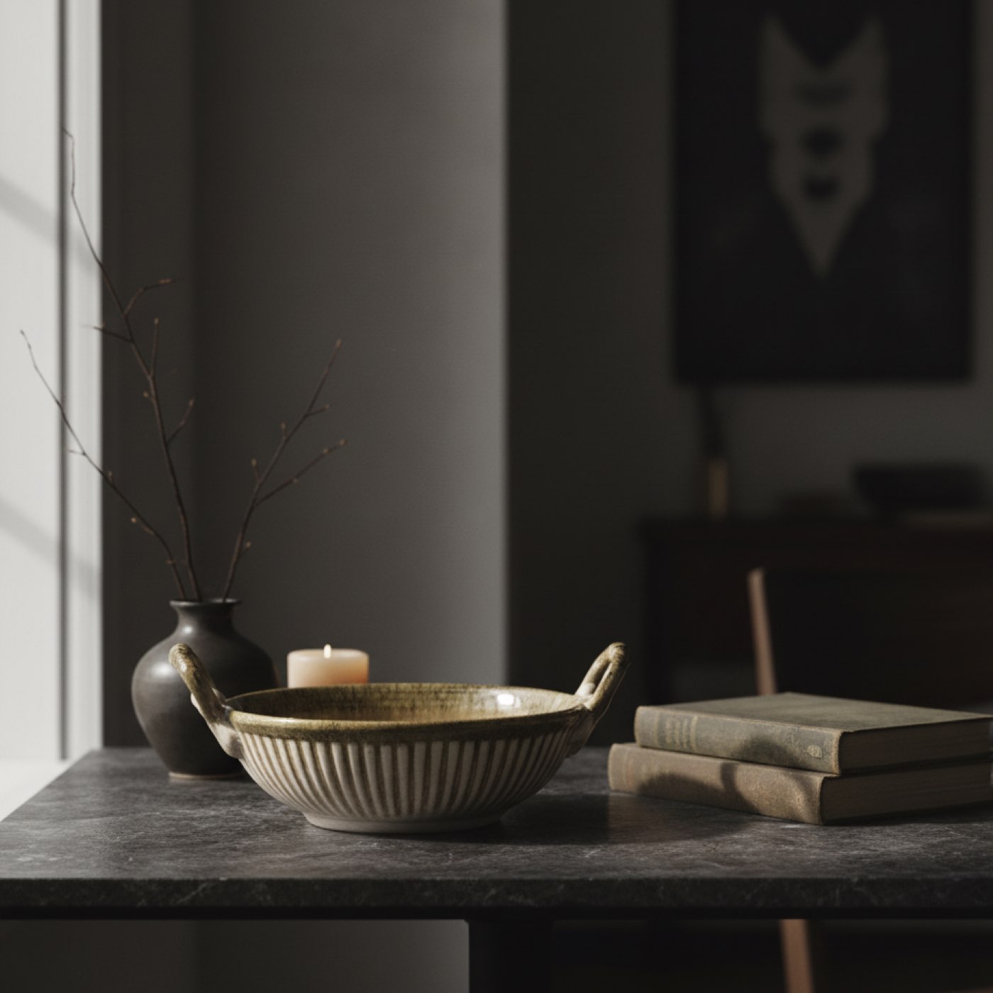 Sandstone Handle Serving Bowl