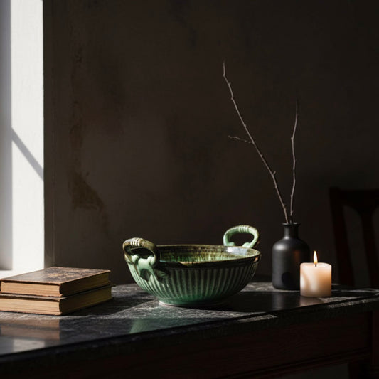 Jade Handle Serving Bowl
