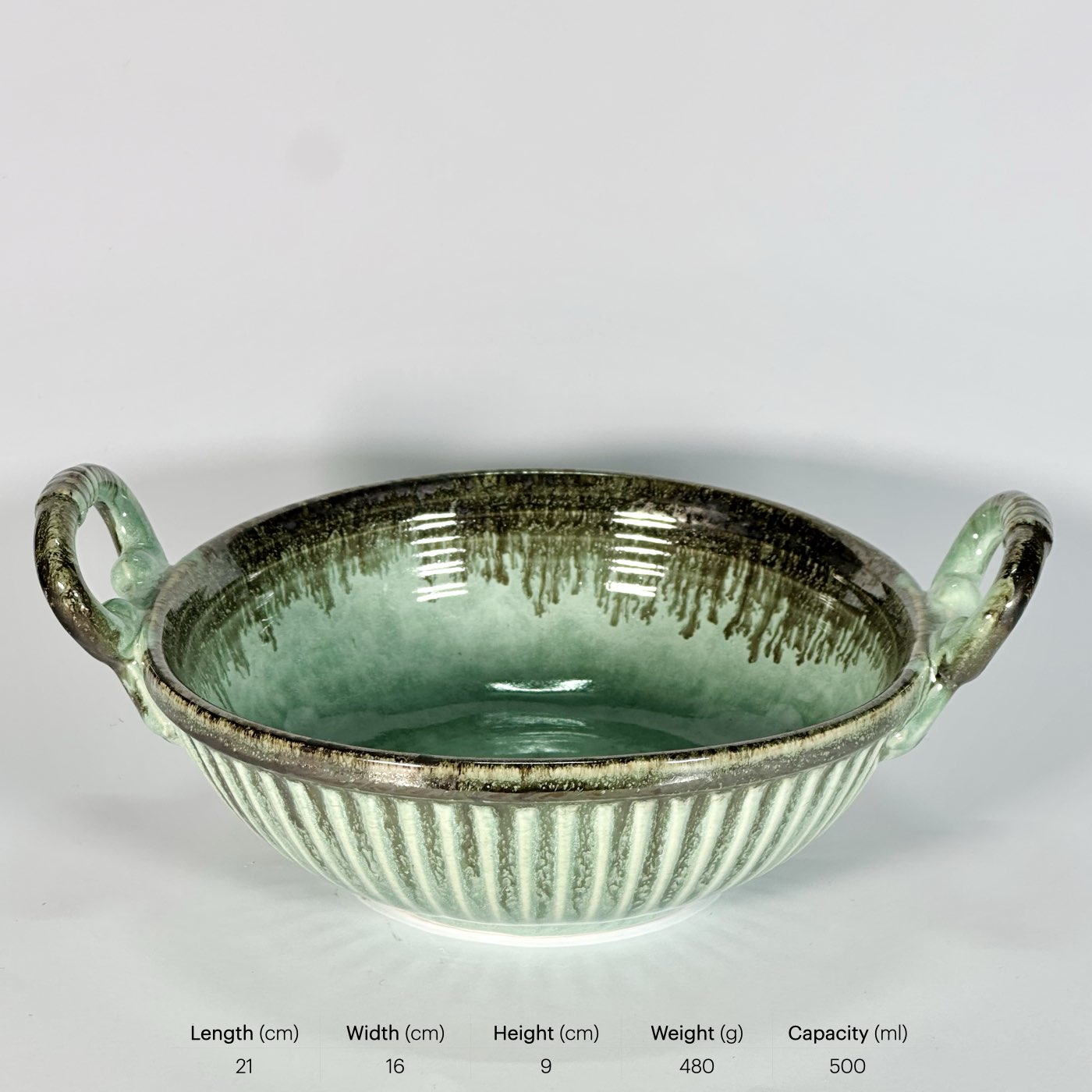 Jade Handle Serving Bowl