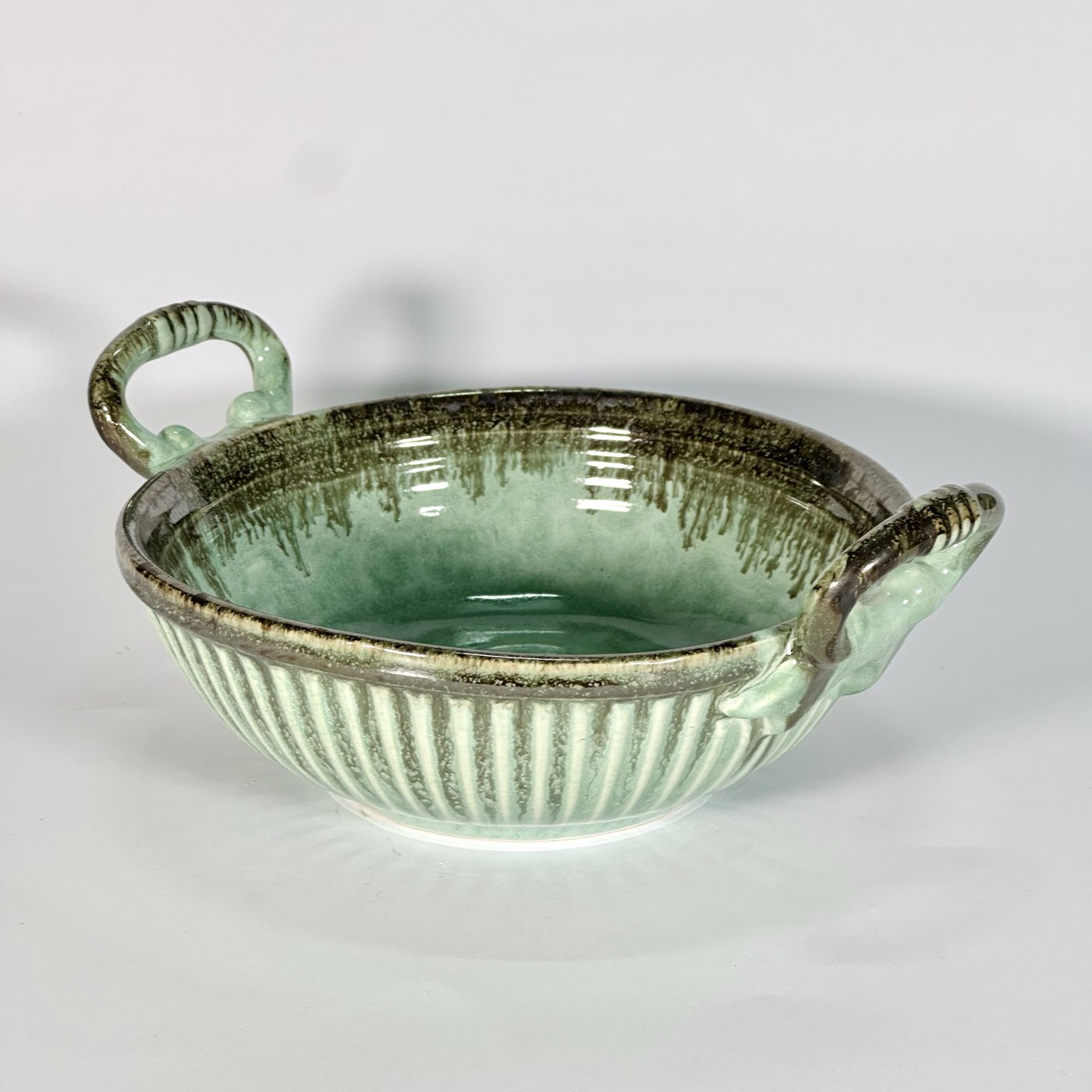 Jade Handle Serving Bowl