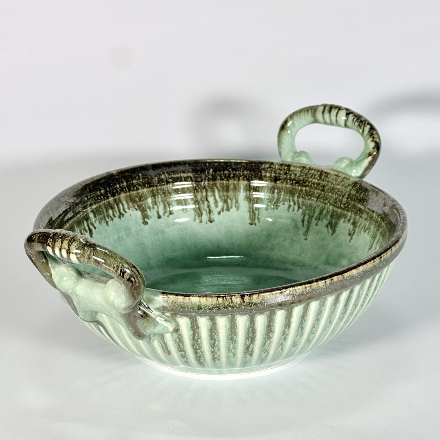 Jade Handle Serving Bowl