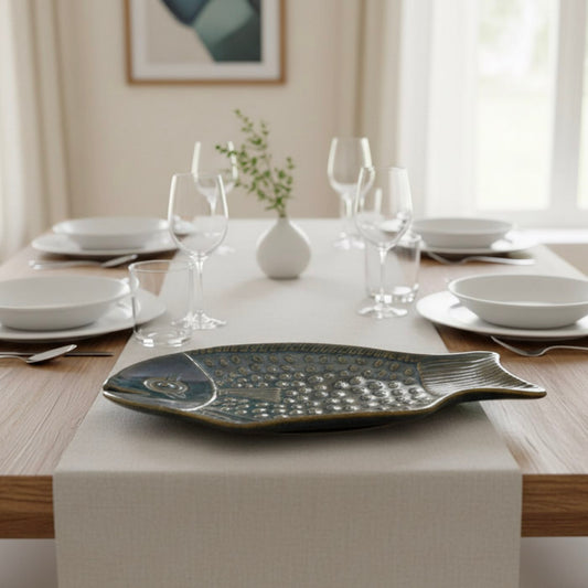 Charcoal Blue Fish Motif Platter