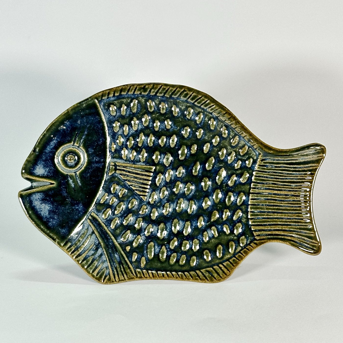 Charcoal Blue Fish Motif Platter
