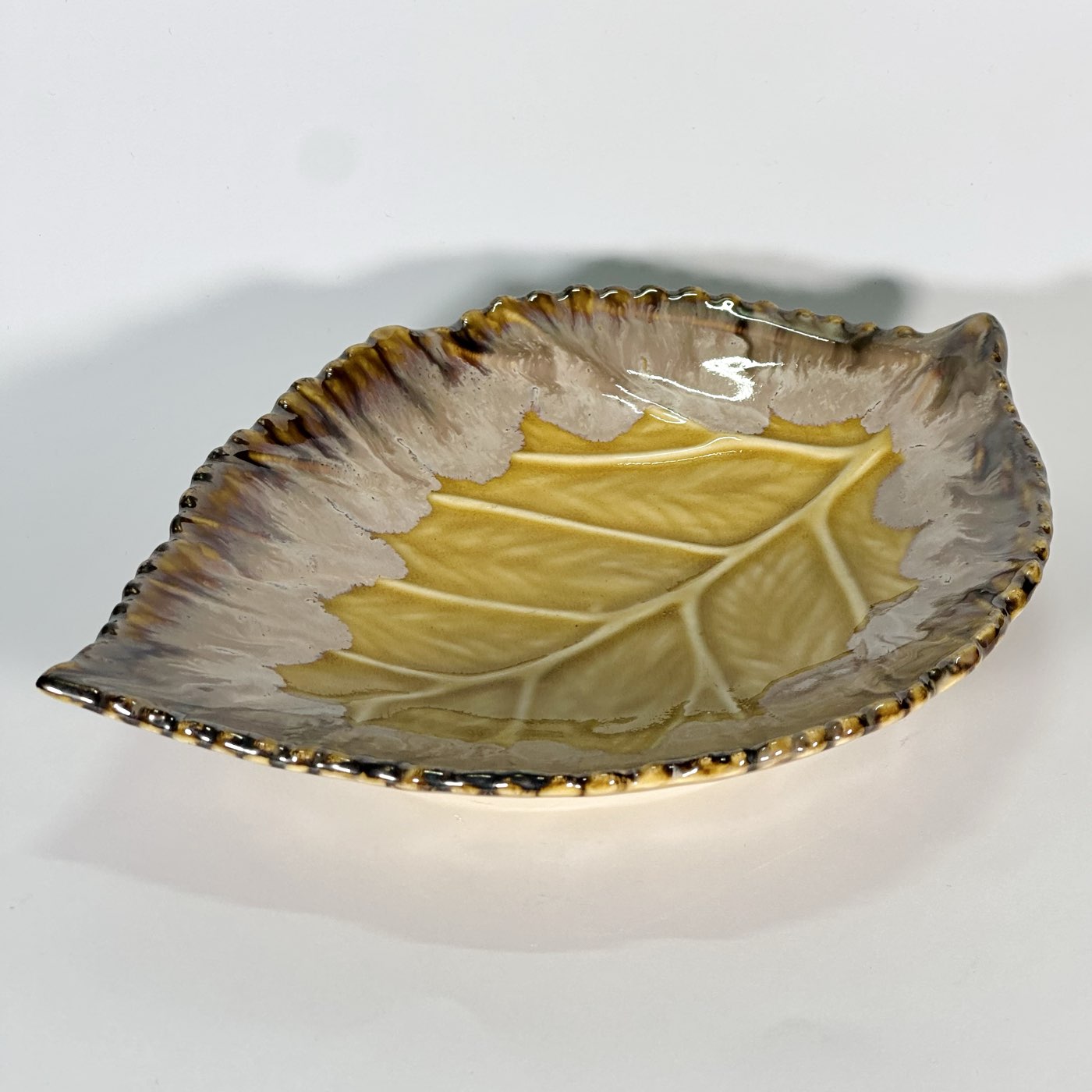 Amber Pink Leaf Serving Platter