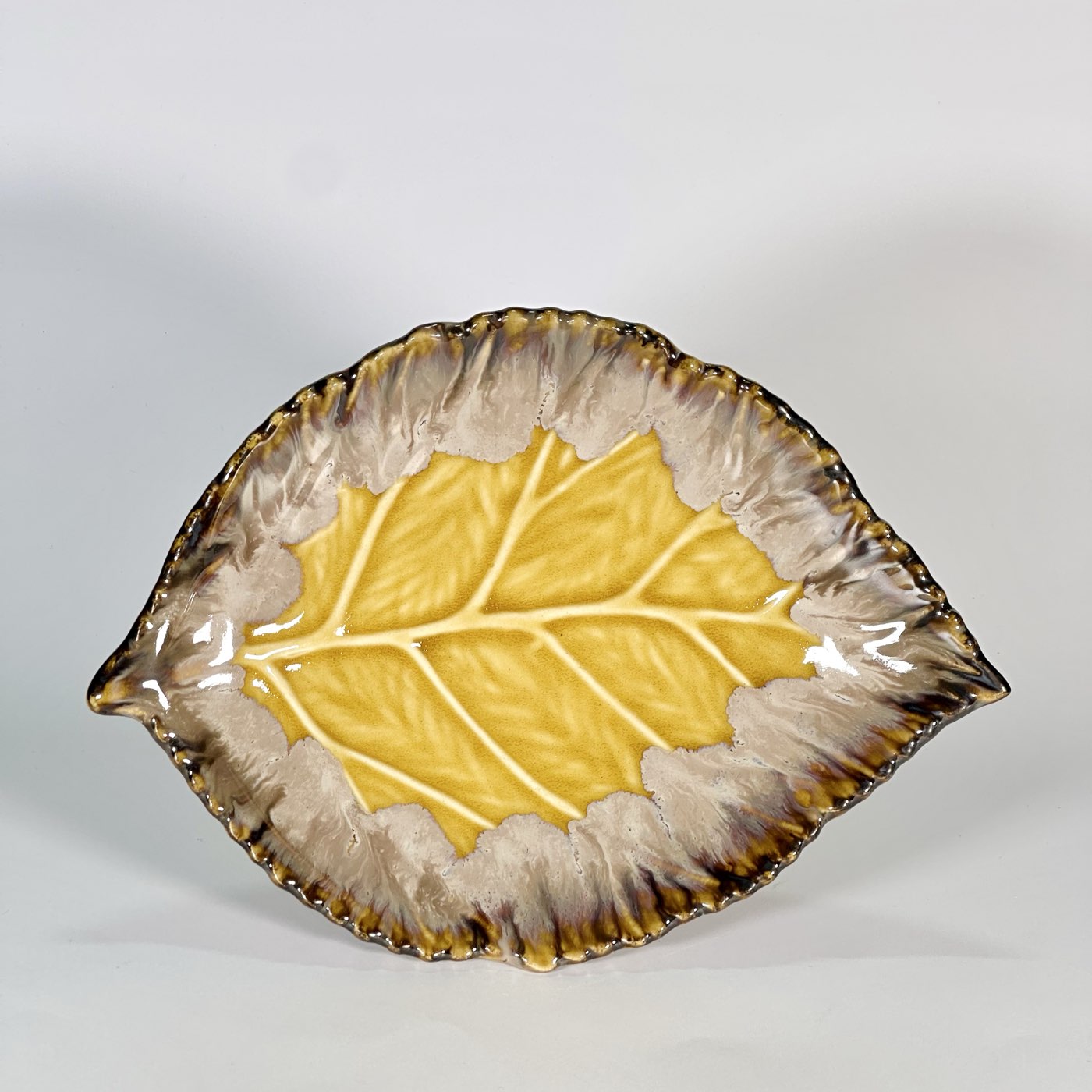 Amber Pink Leaf Serving Platter