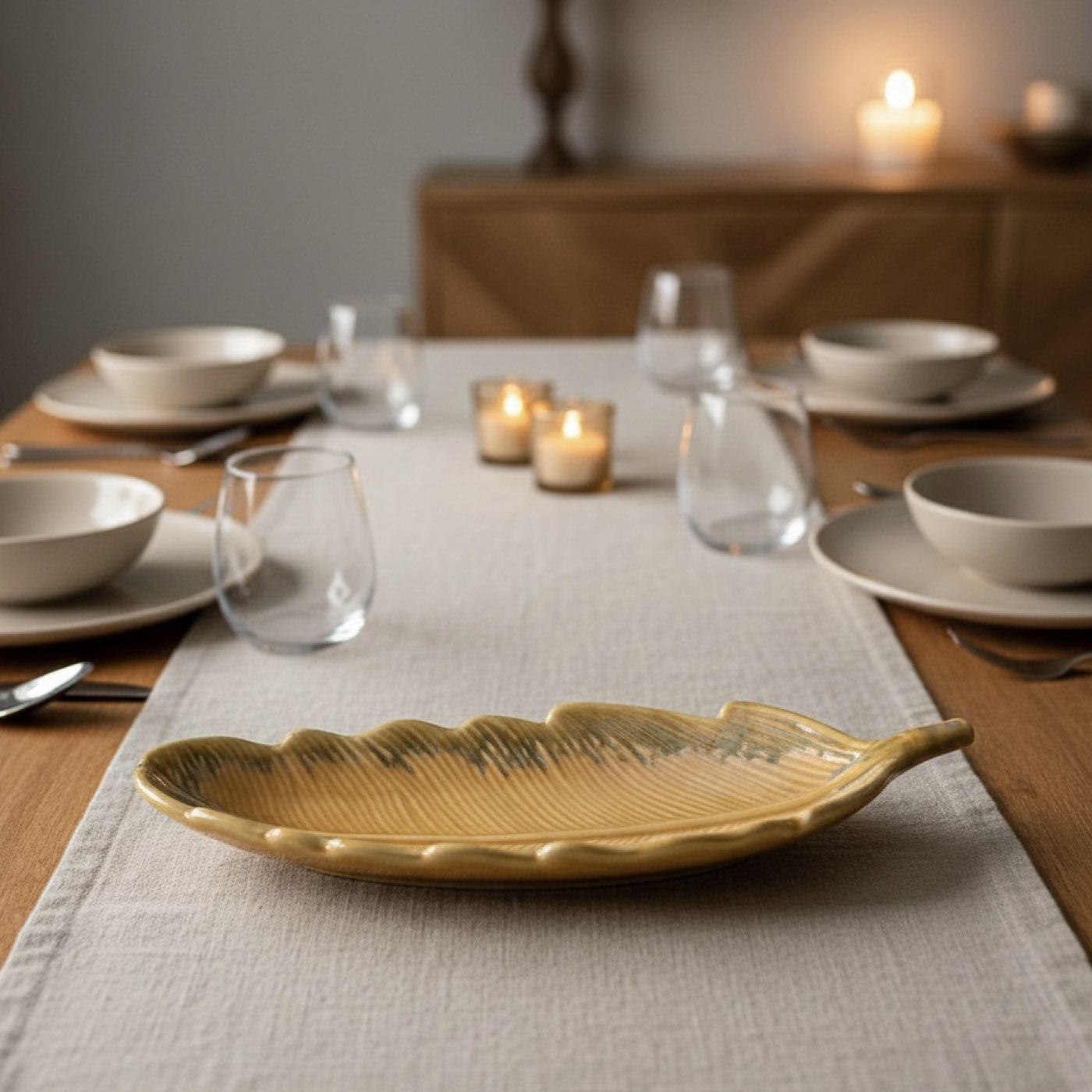 Orange Pink Feather Serving Platter