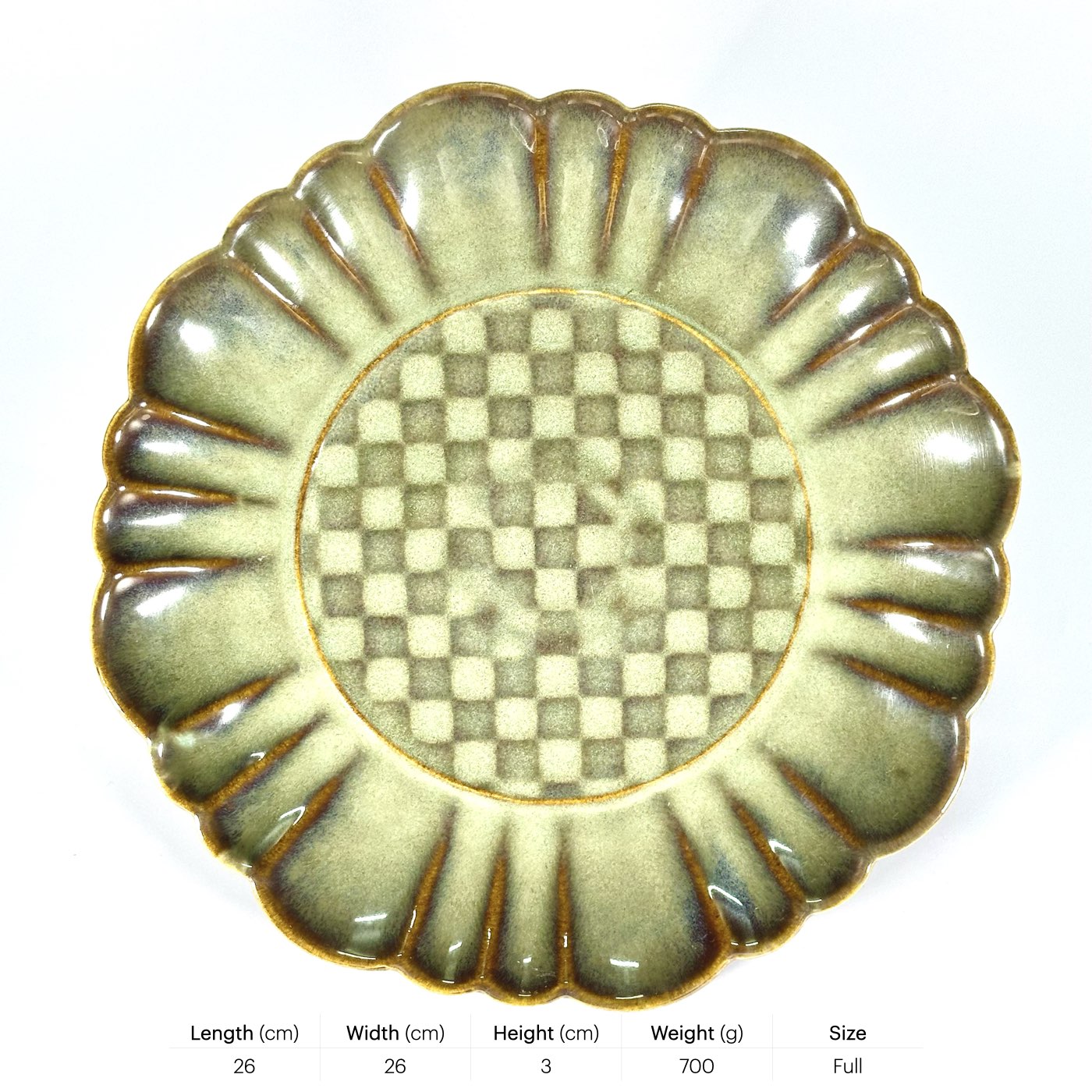 Sage Checkered Full Plate