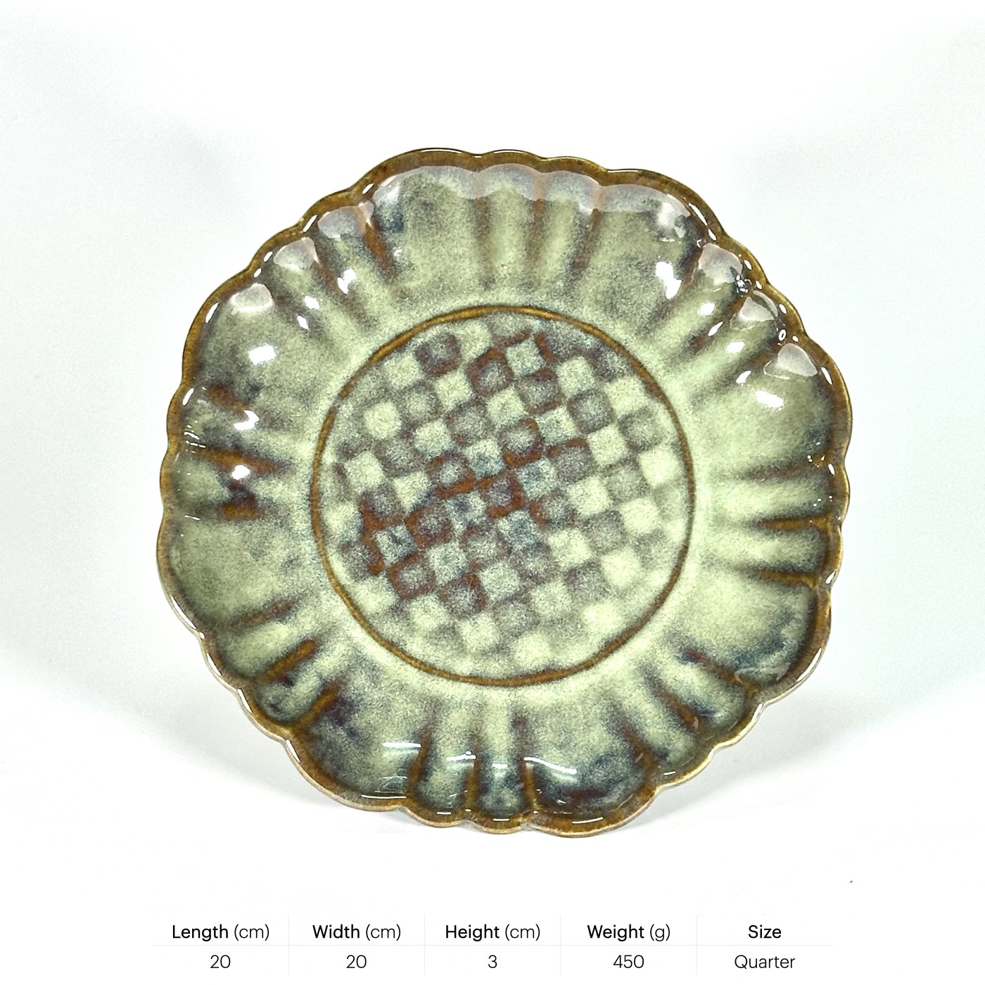 Sage Checkered Quarter Plate