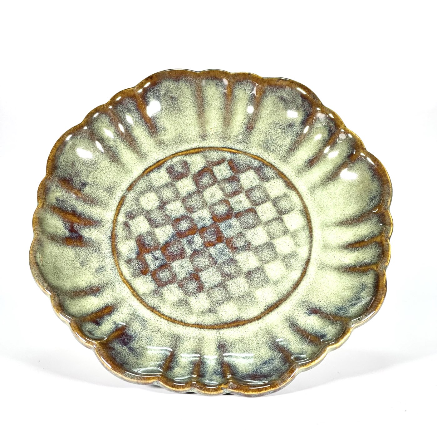 Sage Checkered Quarter Plate