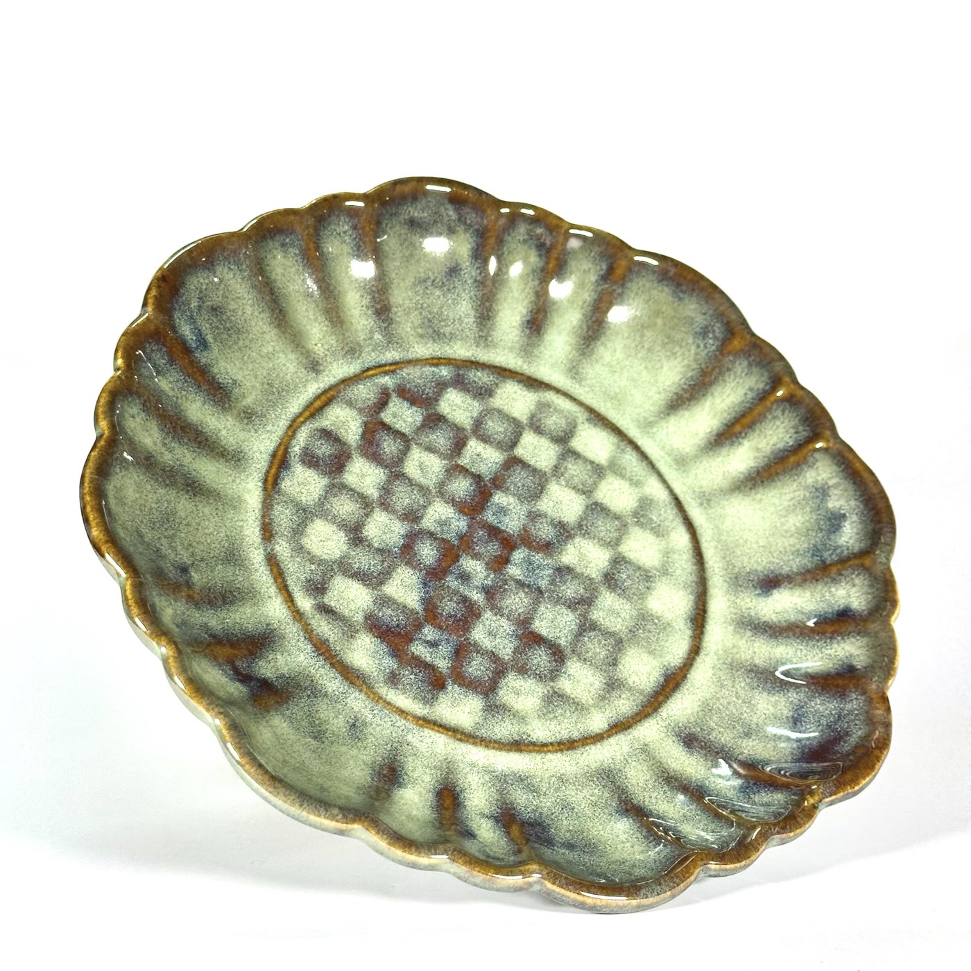 Sage Checkered Quarter Plate