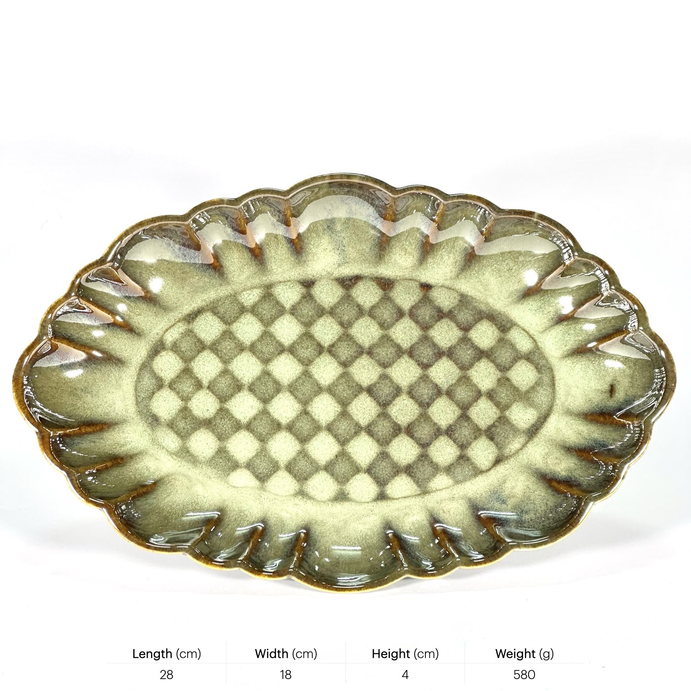 Sage checkered Oval Platter
