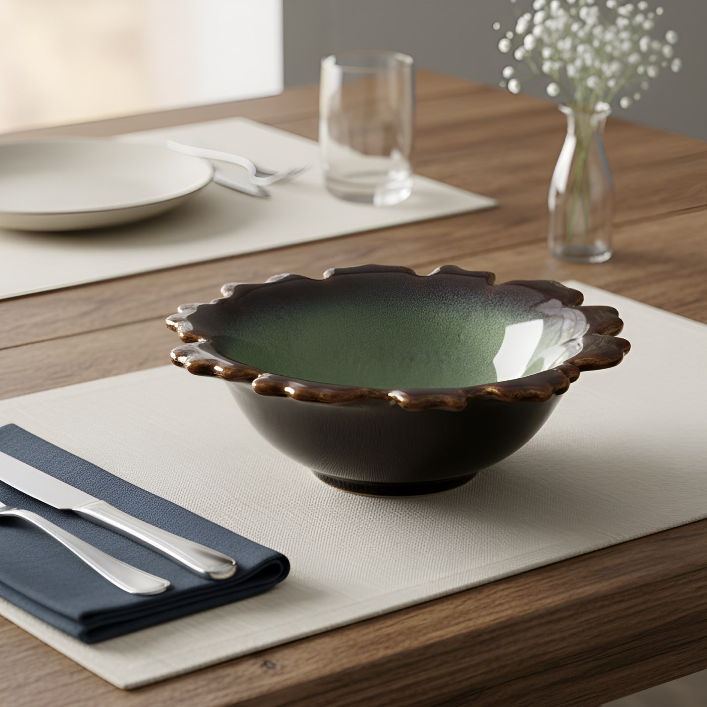 Terracotta Teal Artistic Bowl