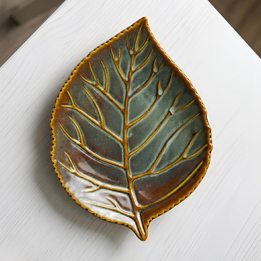 Golden Vein Leaf Platter