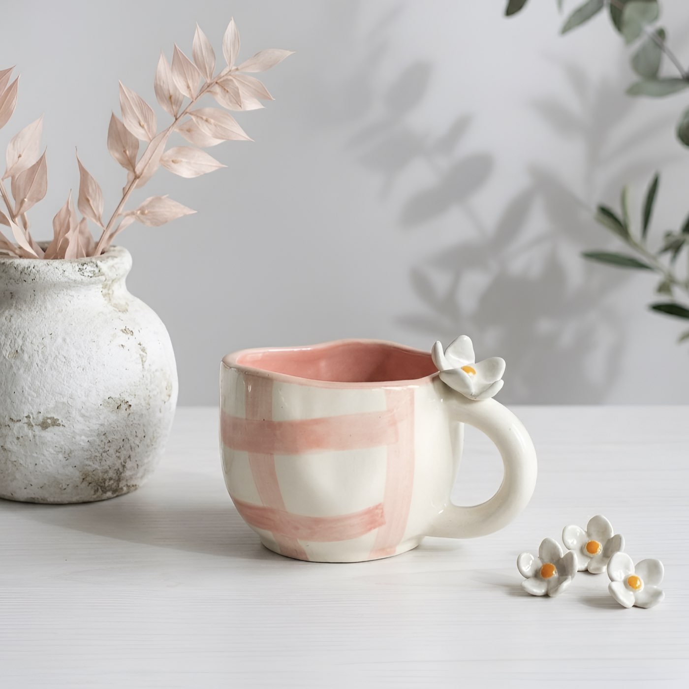 Blossom Check Blush Pink Cup
