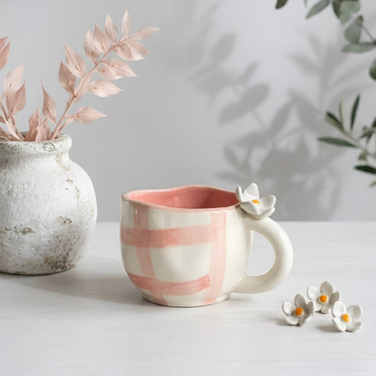 Blossom Check Blush Pink Cup