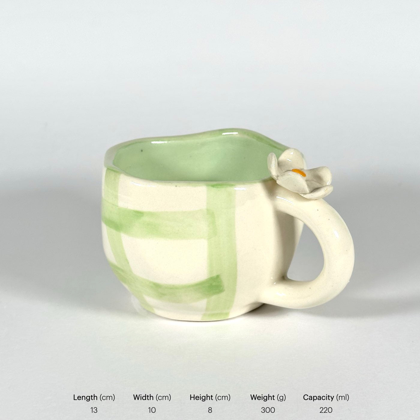 Blossom Check Sage Green Cup