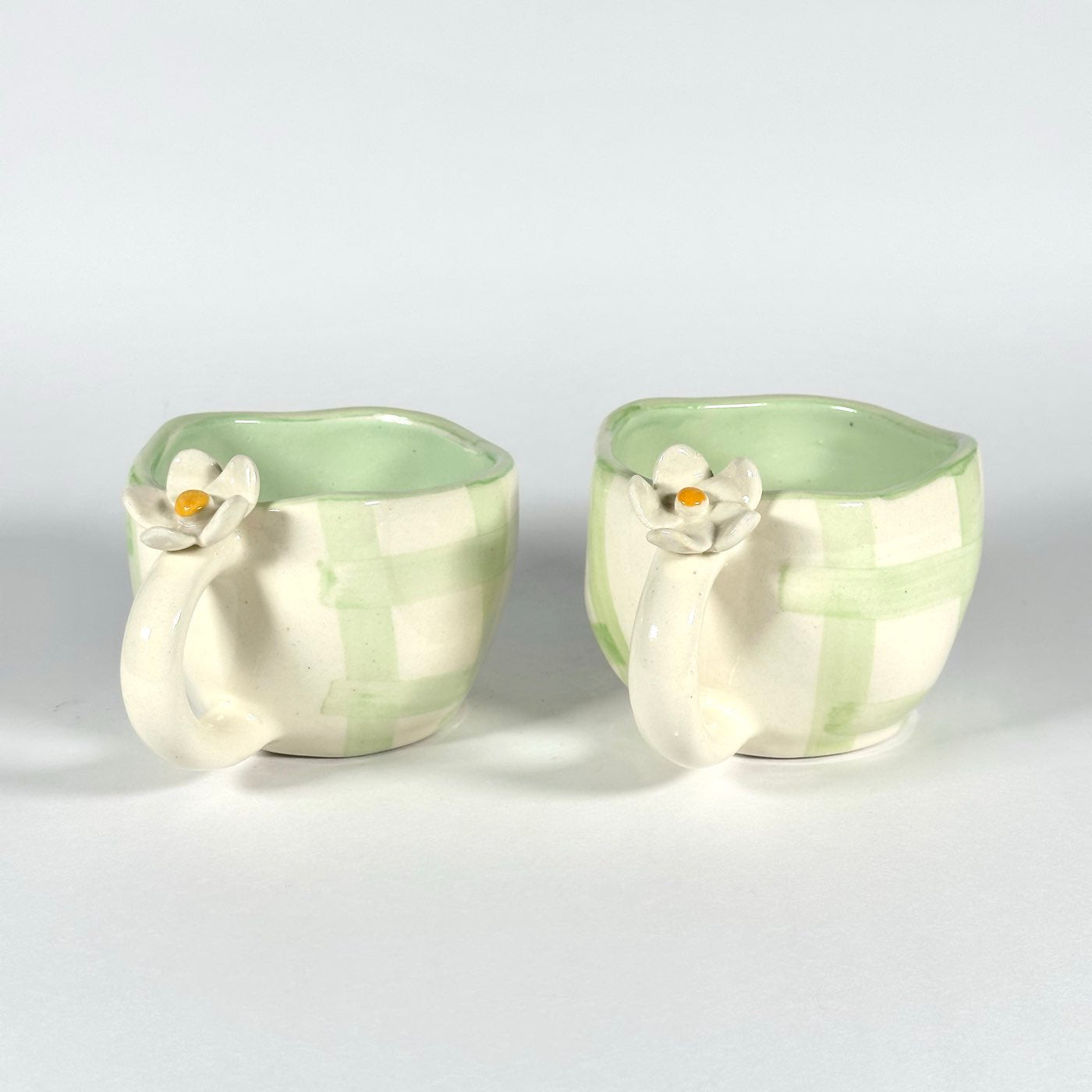 Blossom Check Sage Green Cup
