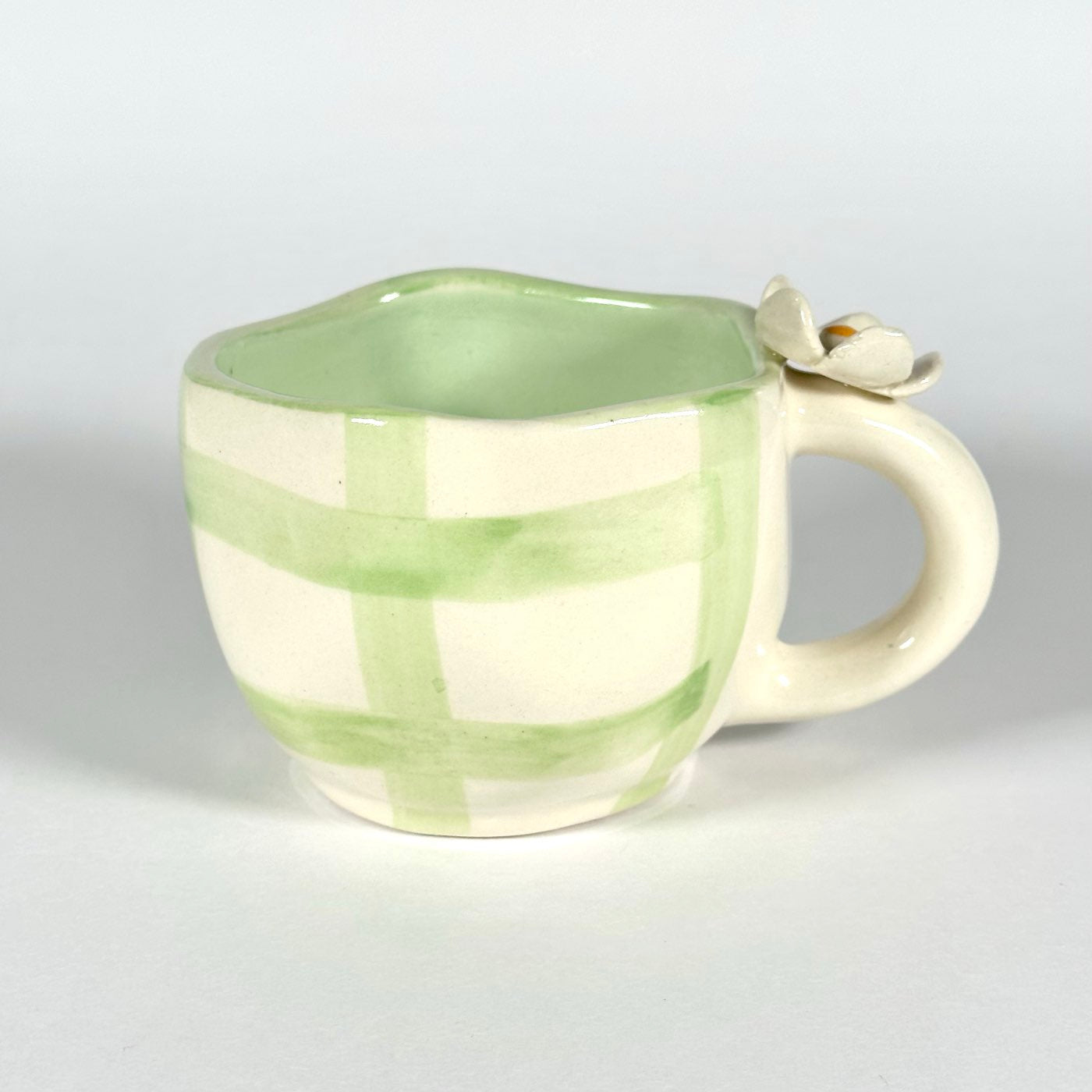 Blossom Check Sage Green Cup