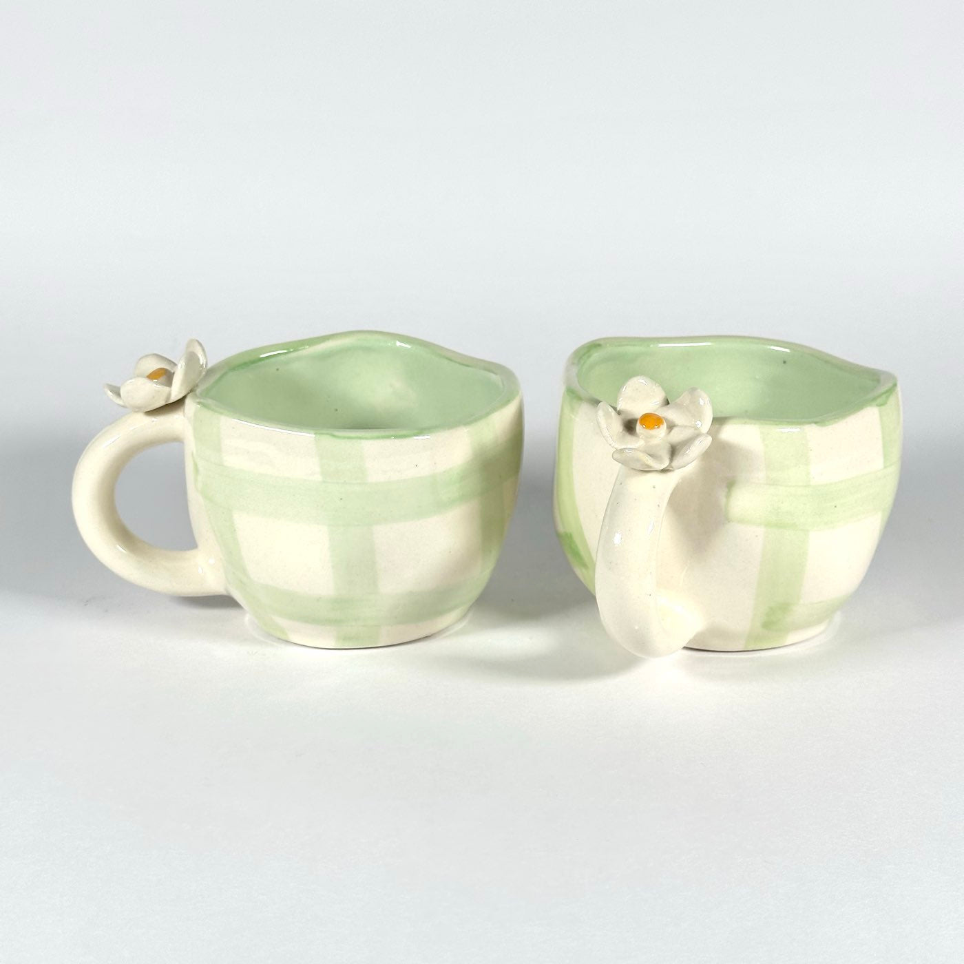 Blossom Check Sage Green Cup