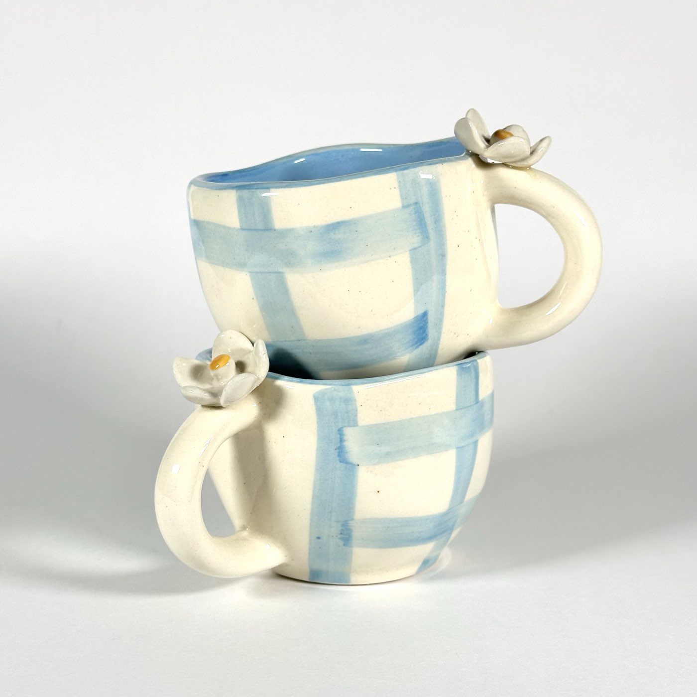 Blossom Check Sky Blue Cup