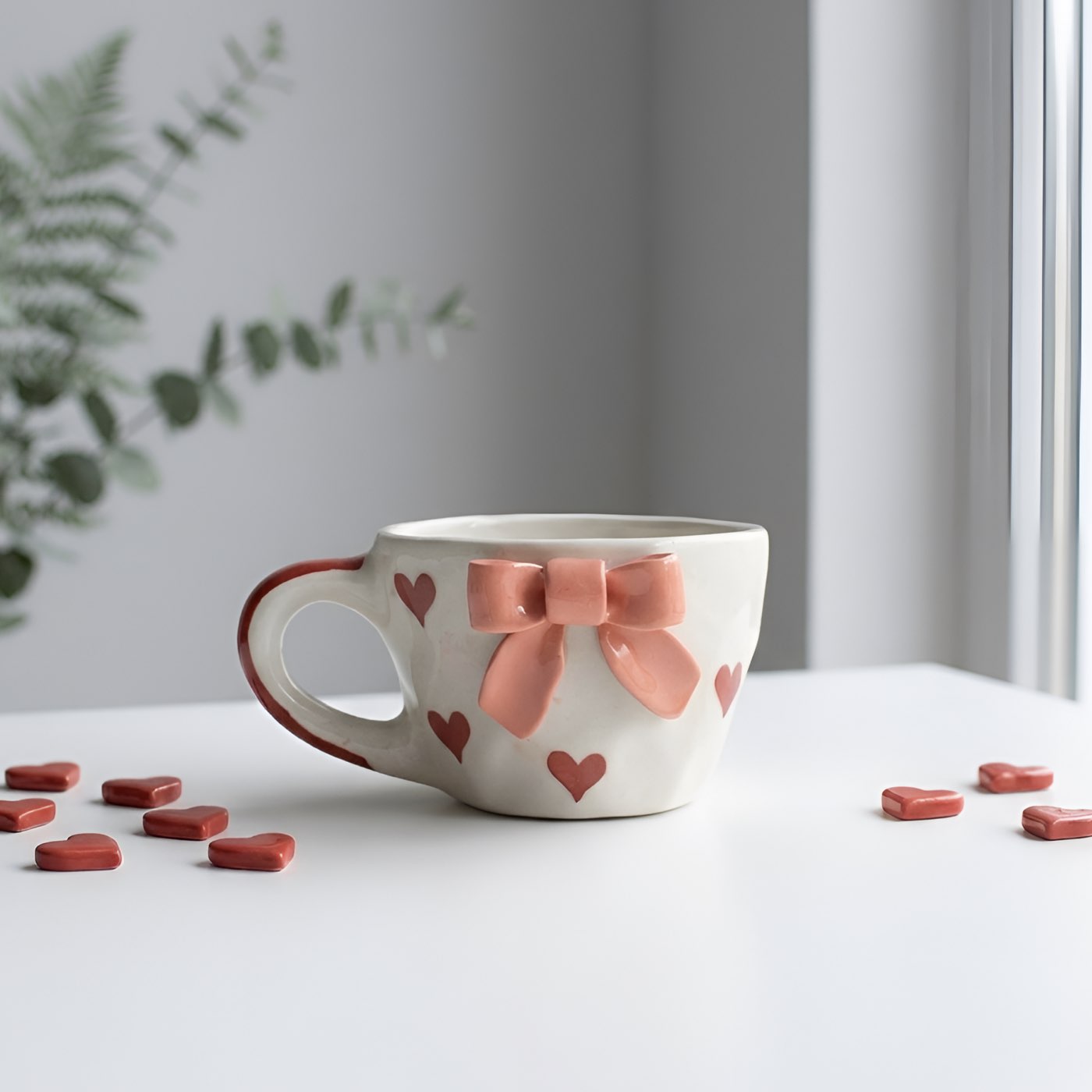 Blush Heart Bow Cup
